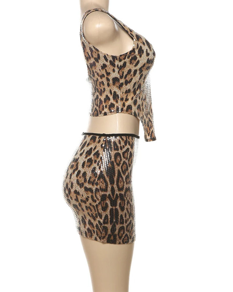 Sequinned Leopard Print Set