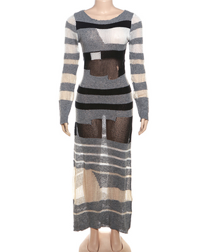 Spliced Embellished Knit Dress