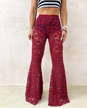 Vintage Lace Embellished Trousers