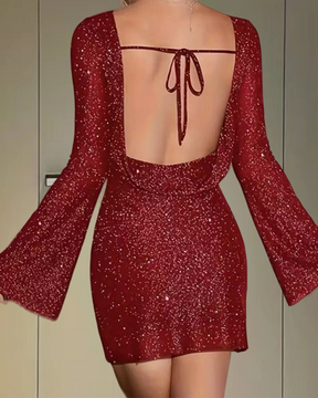 Long-Sleeved Flash Party Mini Dress