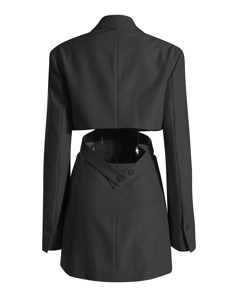 Hollow Waist Buttoned Blazer Dress