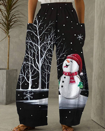 Pantalones casuales con estampado navideño