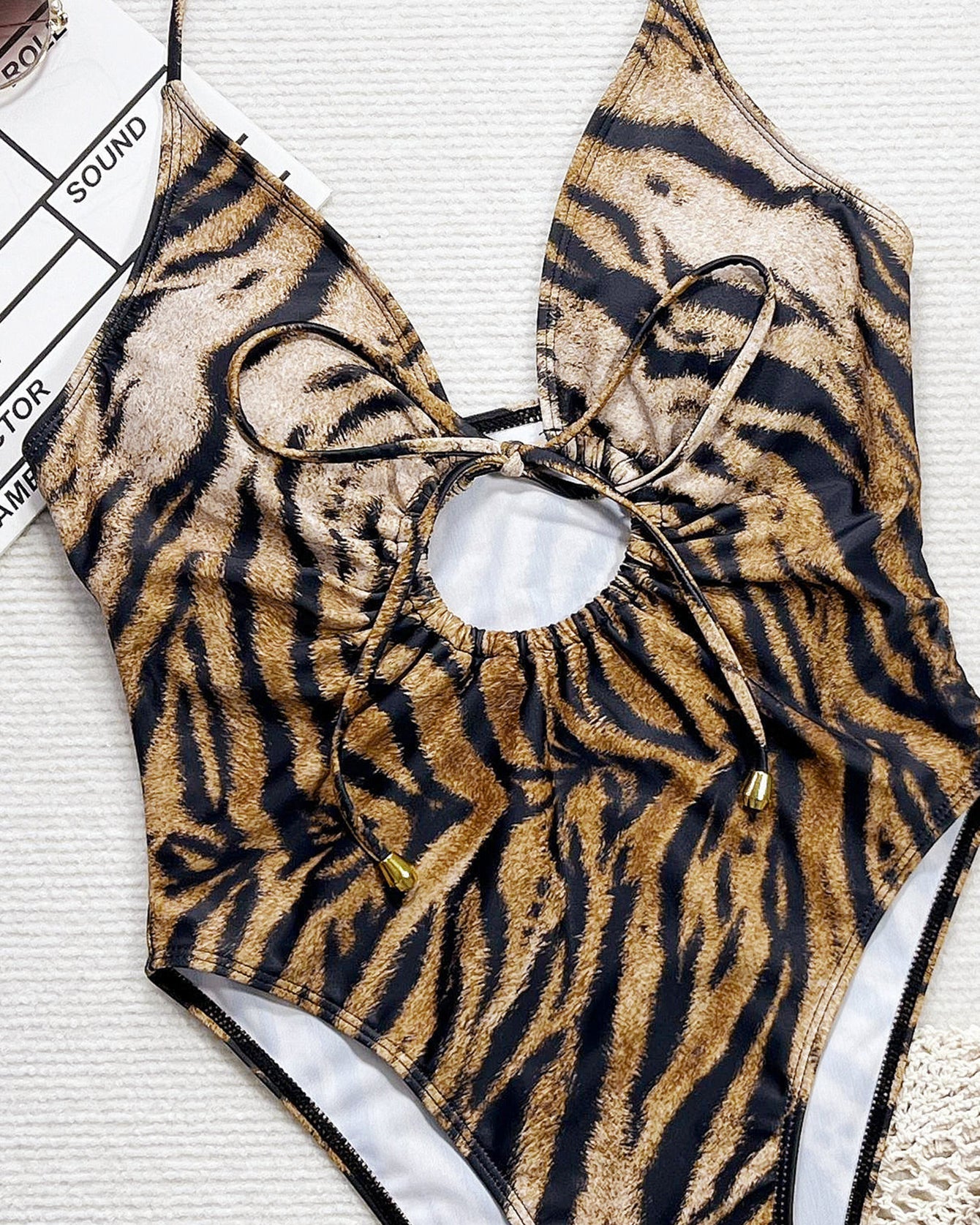 Leopard Print Cutout Strappy Swimsuit