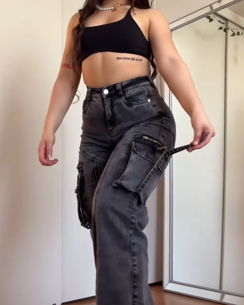 High-Waisted Pockets For Working Clothes Jeans (Pre-Sale)