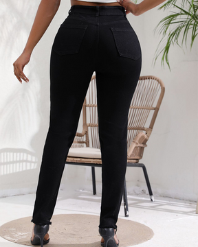 High-Rise Ripped Slim-Fit Jeans