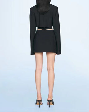 Hollow Waist Buttoned Blazer Dress