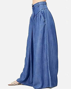 High Waist Wide Leg Denim Women Pants Casual Floor Loose Spring Skirt Trousers