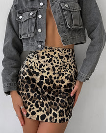 Leopard Print High Waist Hip Skirt