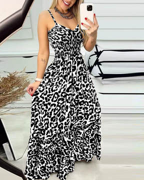 Leopard Print V-neck Dress