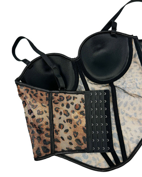 Leopard Print Panelled Bra Suspenders