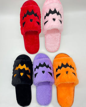 Pantuflas de felpa con forma de calabaza y punta abierta