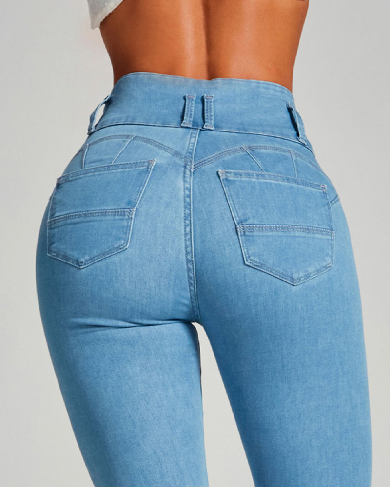 High-Waisted Slim Jeans