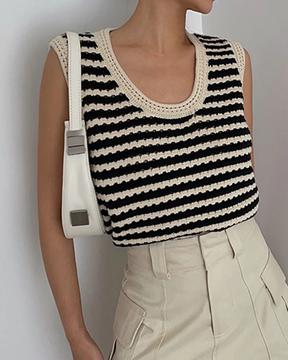 Classy Stripe Crochet Sweater Vest