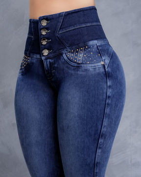 High-Waisted Elastic Slim Jeans (pre-sale)