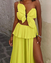 Beach Vacation Solid Color Swimsuit and Skirt