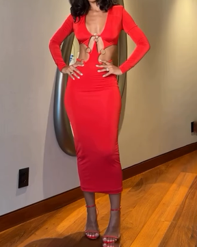 Ring-Panel Slim-Fitting Dress (Pre-Sale)