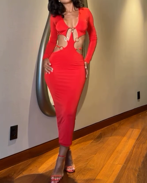 Ring-Panel Slim-Fitting Dress (Pre-Sale)