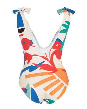 Printed Lace Up Chic One Piece Swimsuit