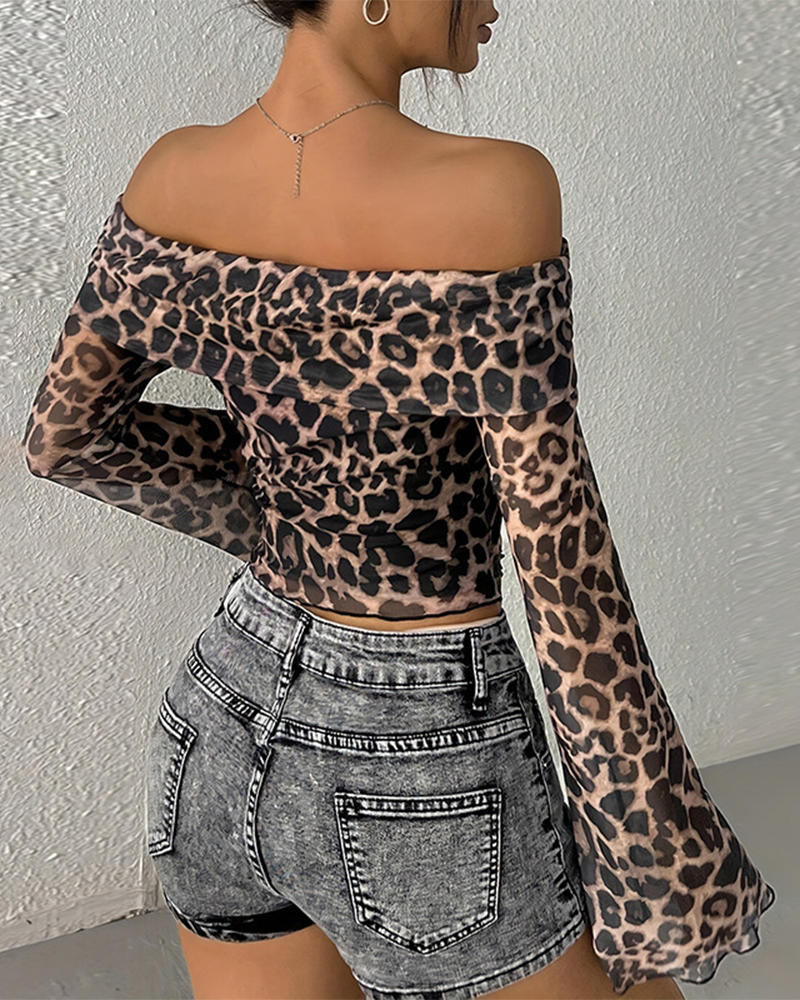 Leopard Print Off-The-Shoulder Top