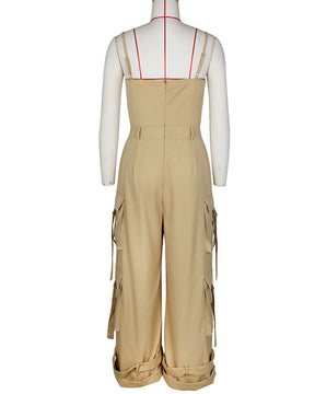 Cargo Pants Loose Wide Leg Suspender Jumpsuit