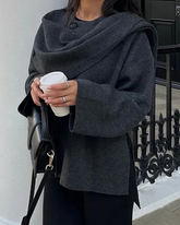 Asymmetric Scarf Knit long-Sleeved Coat