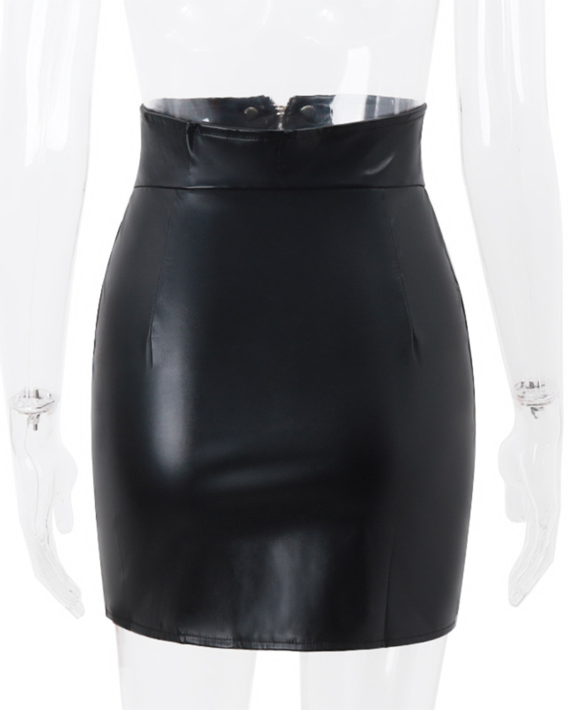 Sexy PU Leather Skirt