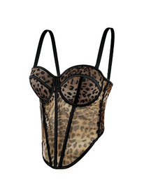 Leopard Print Panelled Bra Suspenders