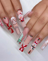 Manicura navideña con copos de nieve para llevar puesta