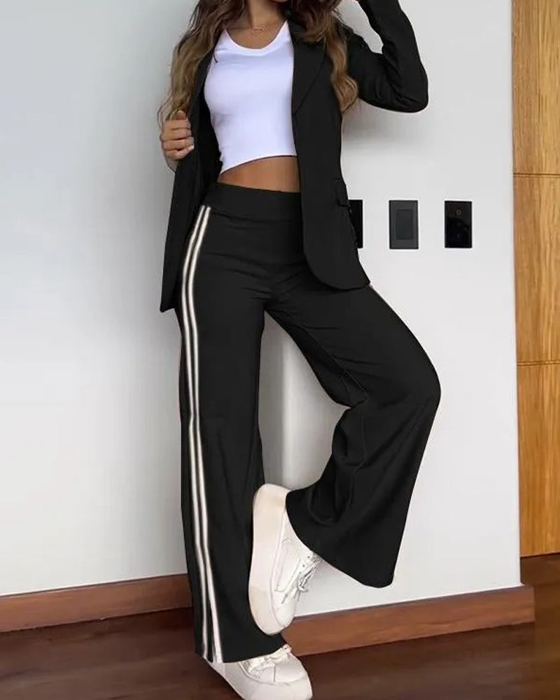 Casual Lapel Suit Wide-Leg Pants Two-Piece Suit