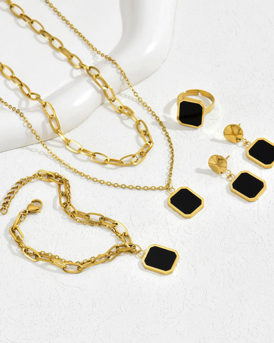 Black Square Jewelry 4-Piece Set