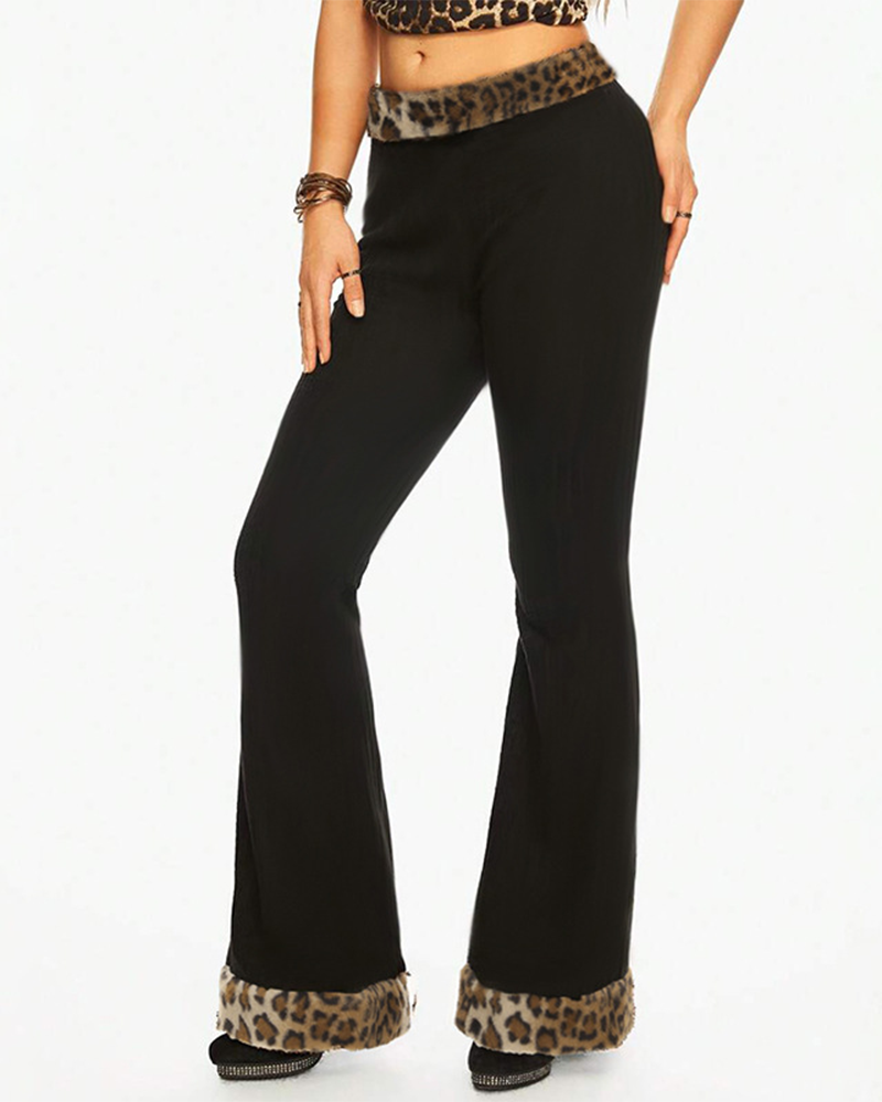 Patchwork Leopard Low-Rise Pants