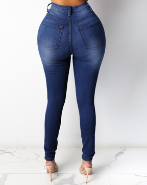 Pantalones vaqueros de mujer de cintura alta y corte slim