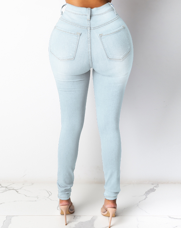 Pantalones vaqueros de mujer de cintura alta y corte slim