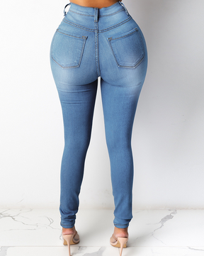 Pantalones vaqueros de mujer de cintura alta y corte slim