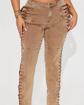 Strap Up Drawstring Jeans