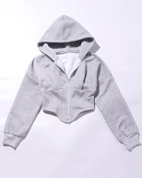 Long Sleeve Fleece Zipper Cardigan Hooded Casual Sweatshirt