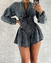 High-Waisted Slim Long-Sleeved Jumpsuits