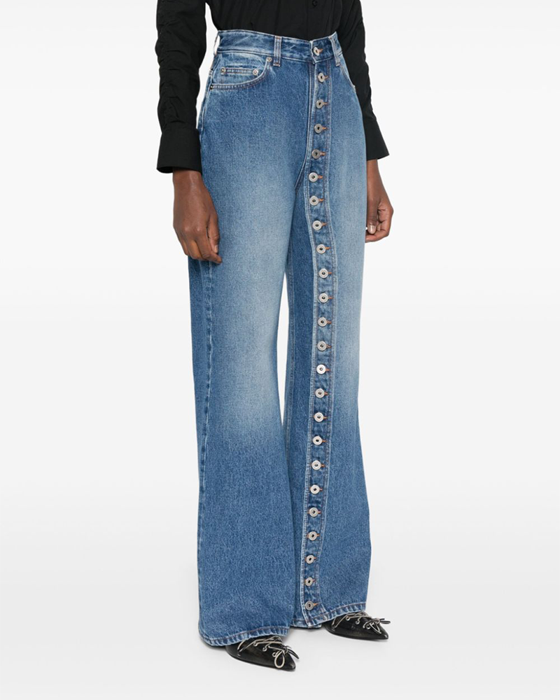 High Waist Buttoned Straight Jeans