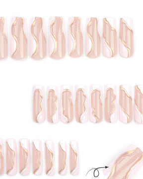 3D French White Wavy Stripes Wearable Nails