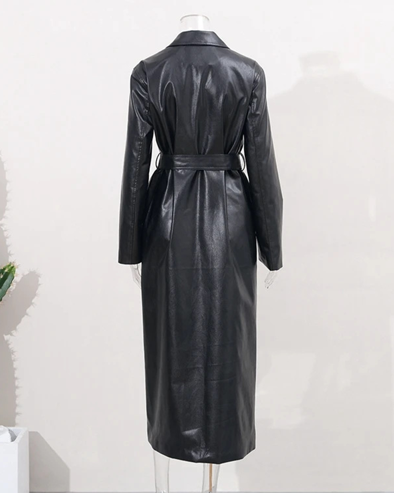 Imitation leather PU Overcoat