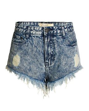 Zerrissene Jeansshorts mit Nieten