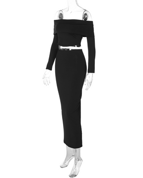 One-Shoulder Long-Sleeved Slim Bustle Suit