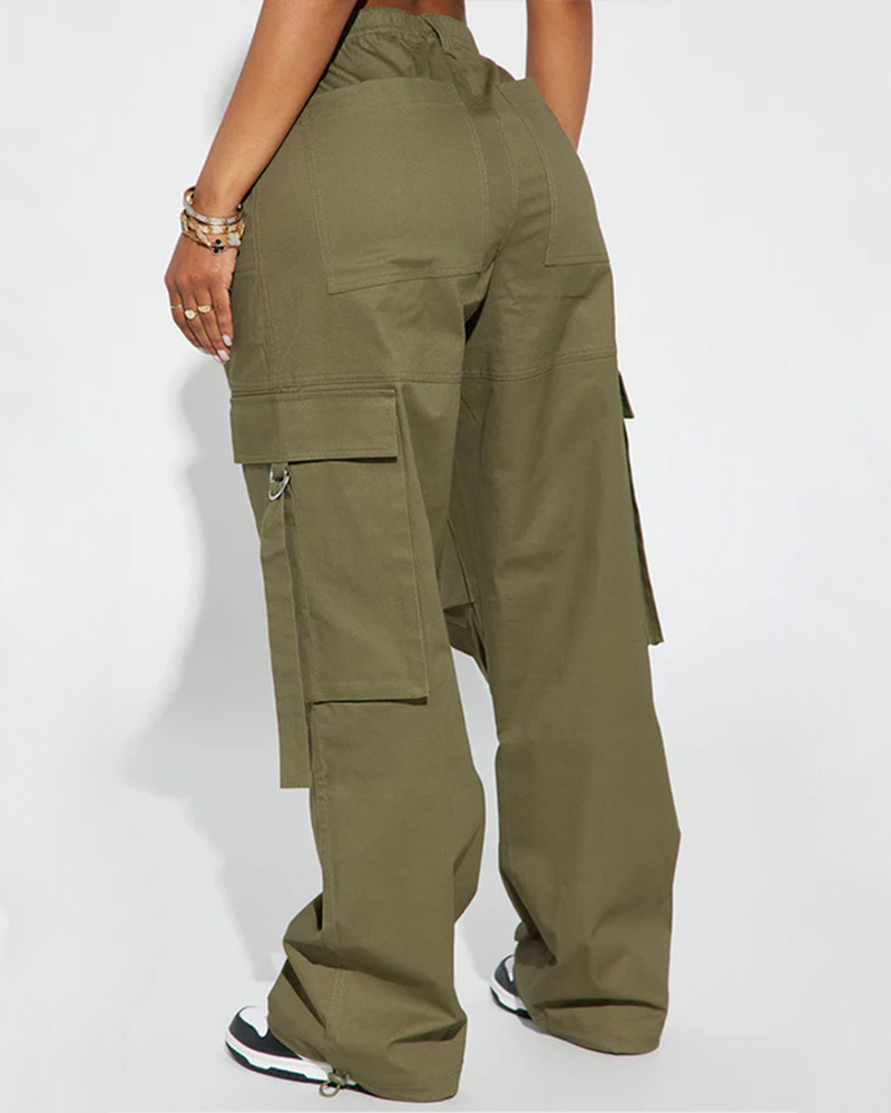 Multi-Pocket Elasticated Waist Cargo Pants