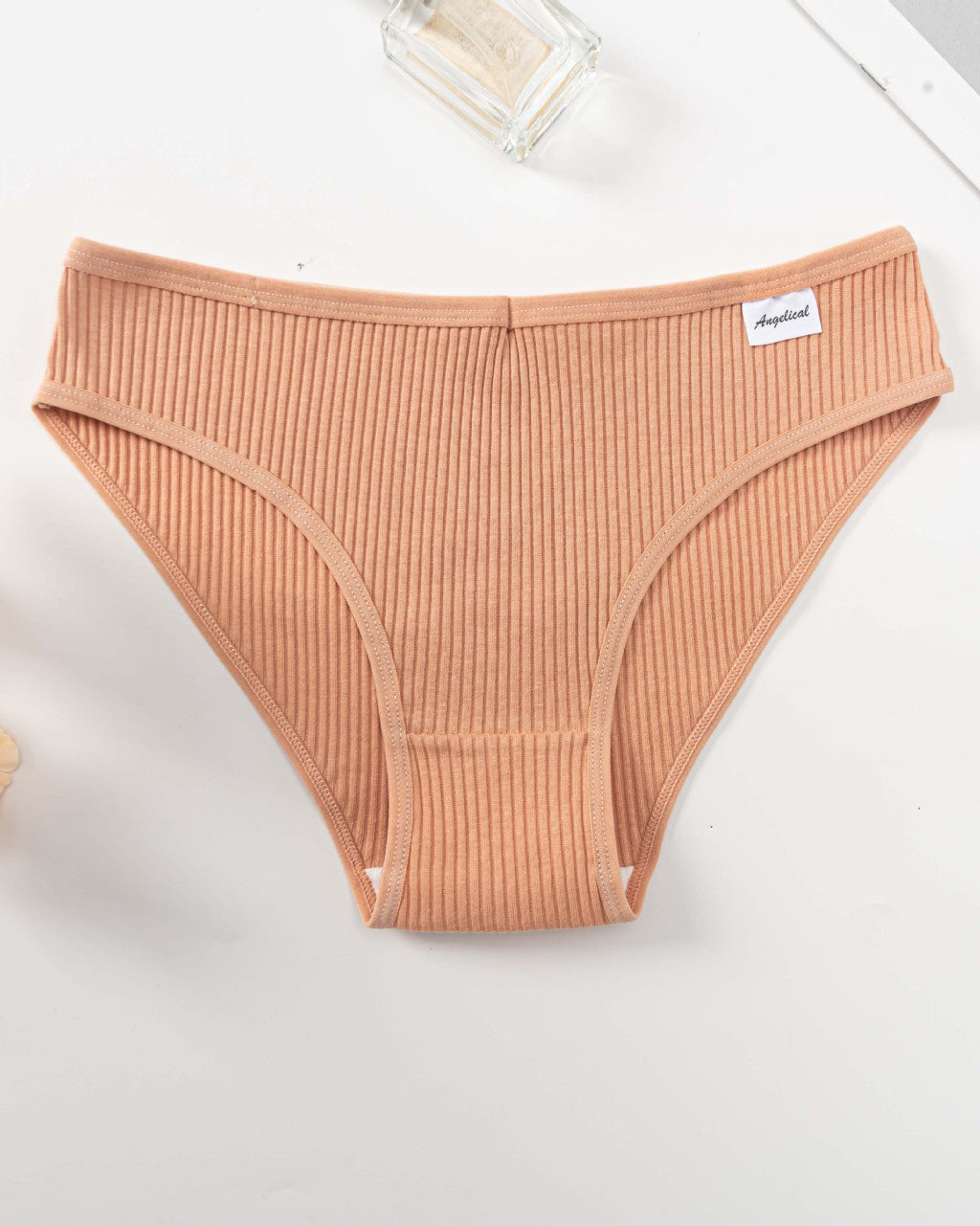 Mid-Waist High-Elastic Butt-Lifting Ribbed Underwear Women