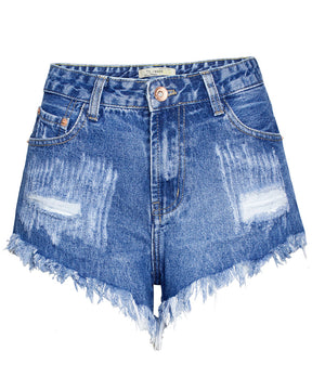 Zerrissene Jeansshorts mit Nieten