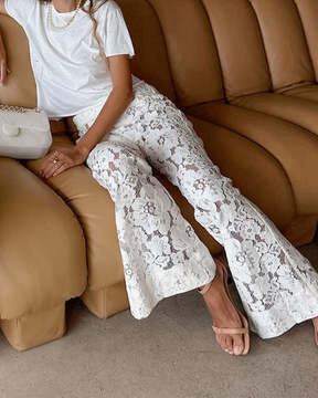 Lace Lace Hollow Out Flared Trousers