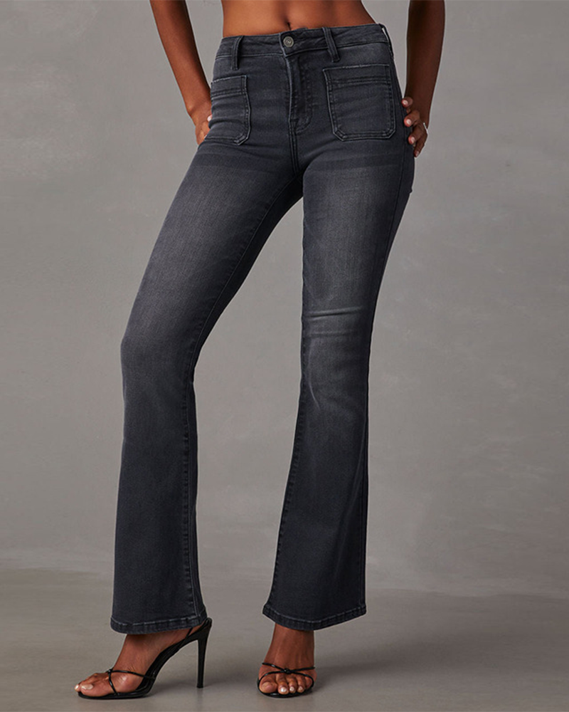 High-Waisted Slim Bootcut Jeans