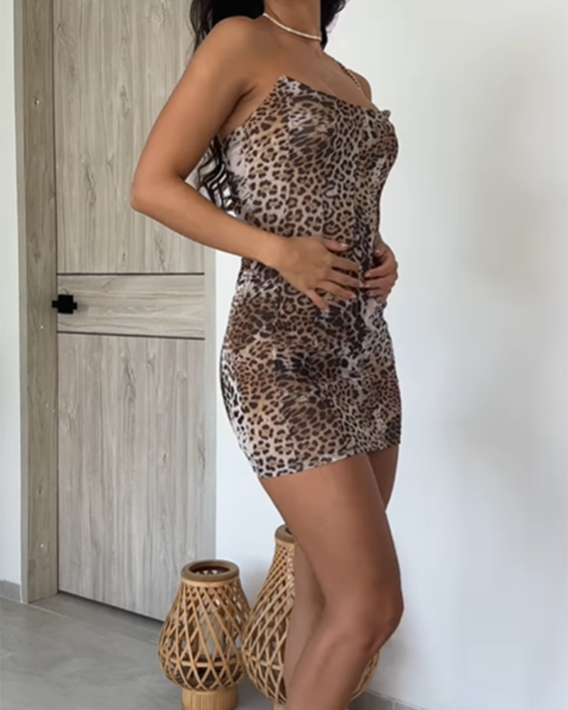 Leopard Slimming Mini Dress (Pre-Sale)