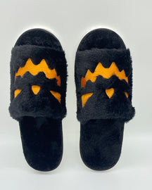 Pantuflas de felpa con forma de calabaza y punta abierta