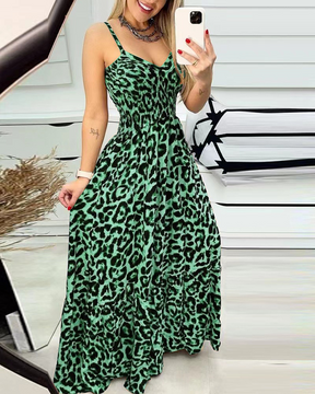 Leopard Print V-neck Dress